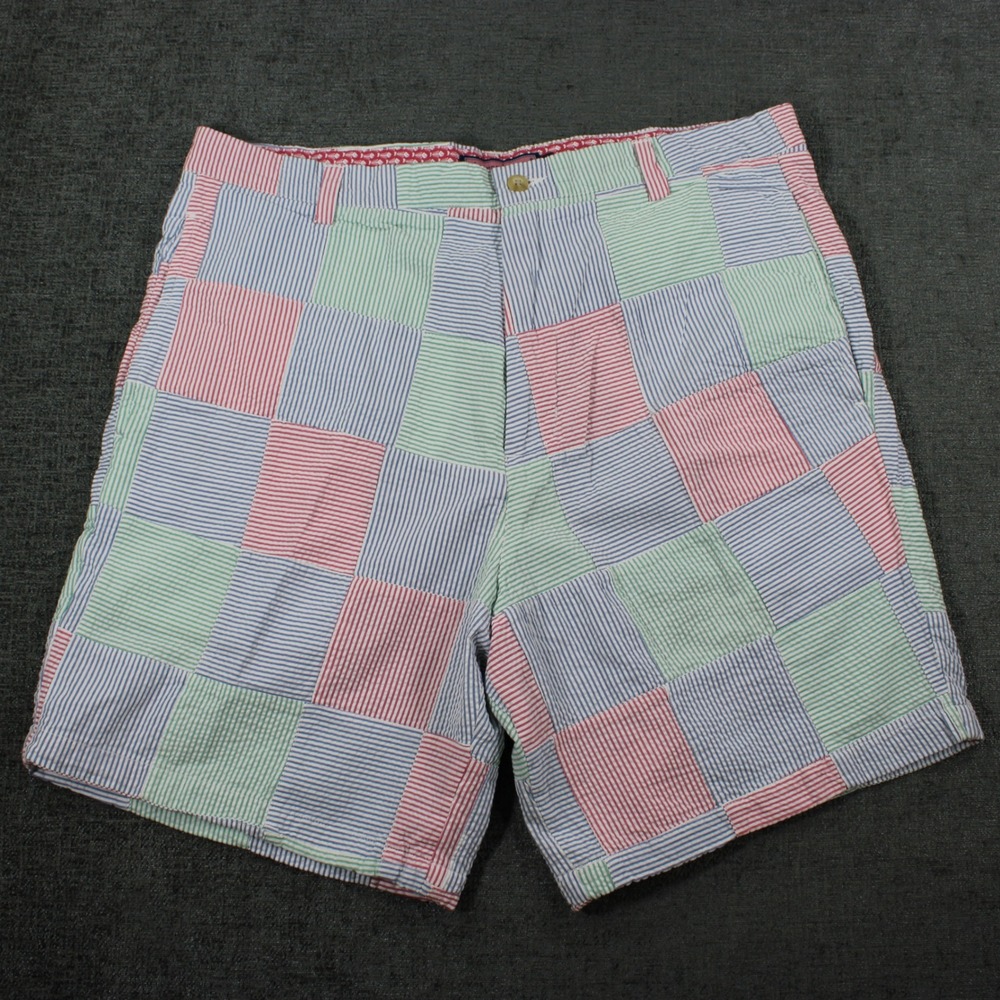Vineyard Vines Mens 36 Patchwork Seersucker Shorts Multi Color Striped Cotton